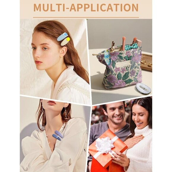 DIY Hair Accessory Kit Craft Supplies for Women Hair Clips Gaskets Fabric main image 6